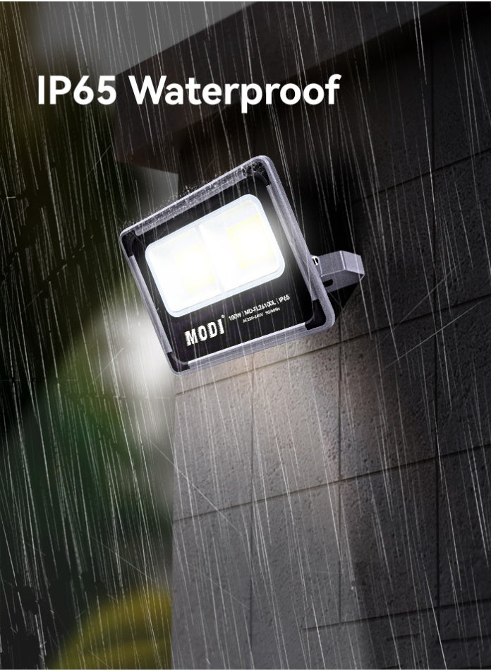 مودي كشاف LED MODI بقوة 100 وات مع 6500 كلفن أبيض بارد، 10000 لومن ضوء أمان خارجي، مقاوم للماء IP65، إضاءة صناعية للفناء والحديقة والملعب - Image 4