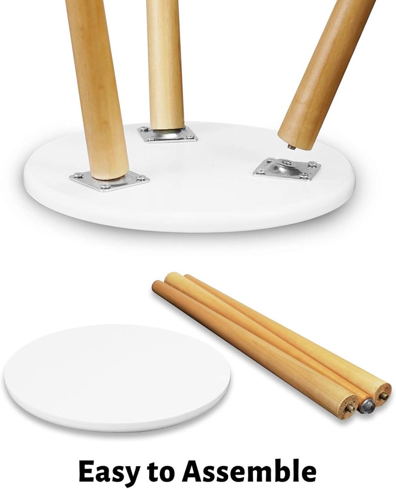 Uneedem Wood Mid Century Plant Stand for Indoor Plants, Modern Table, Tall Holder for Flower Pots, Small Round Side/End Table(A2 White, High: 16.5") - Image 4