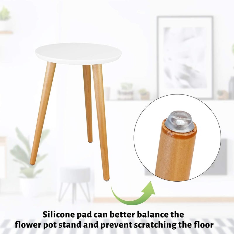 Uneedem Wood Mid Century Plant Stand for Indoor Plants, Modern Table, Tall Holder for Flower Pots, Small Round Side/End Table(A2 White, High: 16.5") - Image 5