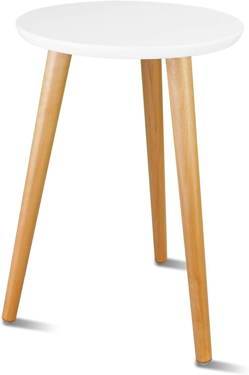 Uneedem Wood Mid Century Plant Stand for Indoor Plants, Modern Table, Tall Holder for Flower Pots, Small Round Side/End Table(A2 White, High: 16.5") - Image 1