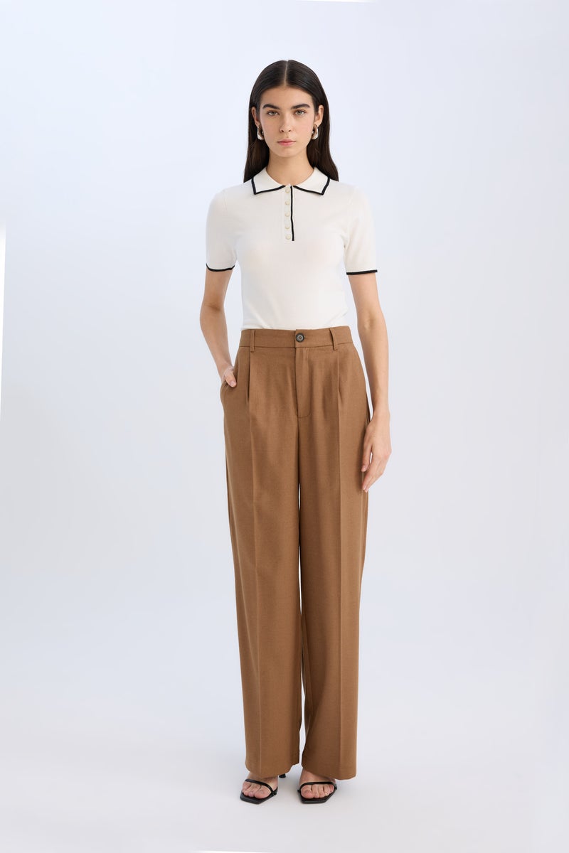 ديفاكتو بنطلون وايد ليج برجل واسع بجيب وخصر عالي - Image 4