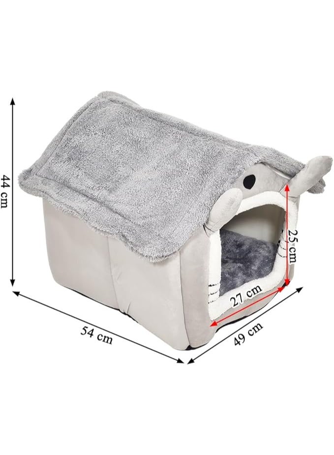 أن ان سي بيتس بيت قطط رقيق مع وسادة ناعمة قابلة للإزالة، قاعدة مضادة للانزلاق، تصميم غطاء كرتوني، سجادة سرير بيت من مادة مخملية، قابلة للغسل، مغطاة بشقة الحيوانات الأليفة، حجم كبير للحيوانات الأليفة المتوسطة، 54 سم - Image 2