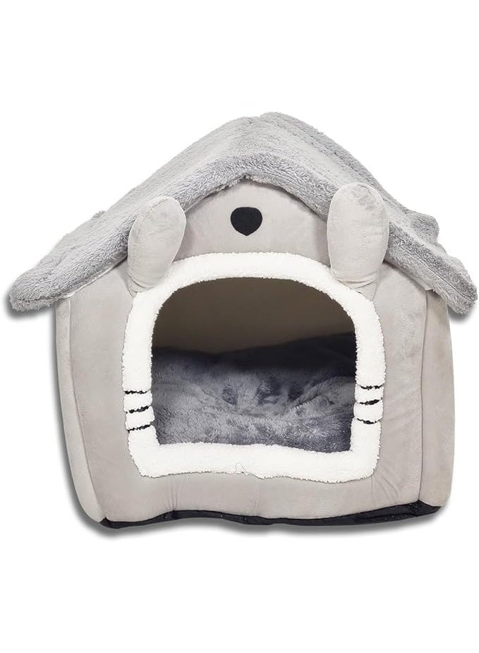 أن ان سي بيتس بيت قطط رقيق مع وسادة ناعمة قابلة للإزالة، قاعدة مضادة للانزلاق، تصميم غطاء كرتوني، سجادة سرير بيت من مادة مخملية، قابلة للغسل، مغطاة بشقة الحيوانات الأليفة، حجم كبير للحيوانات الأليفة المتوسطة، 54 سم - Image 1