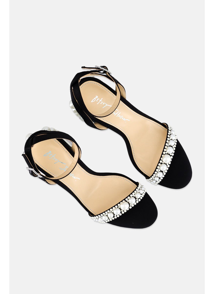 Betsey Johnson Women Medium Lexi Adjustable Buckle Sandals, Black  - Image 4