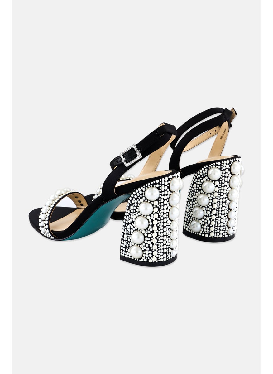 Betsey Johnson Women Medium Lexi Adjustable Buckle Sandals, Black  - Image 2