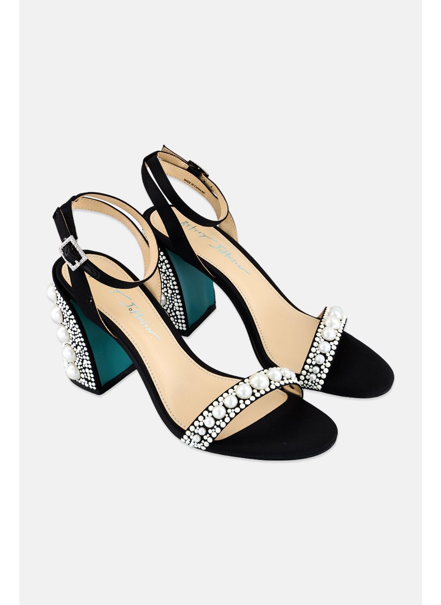 Betsey Johnson Women Medium Lexi Adjustable Buckle Sandals, Black  - Image 1