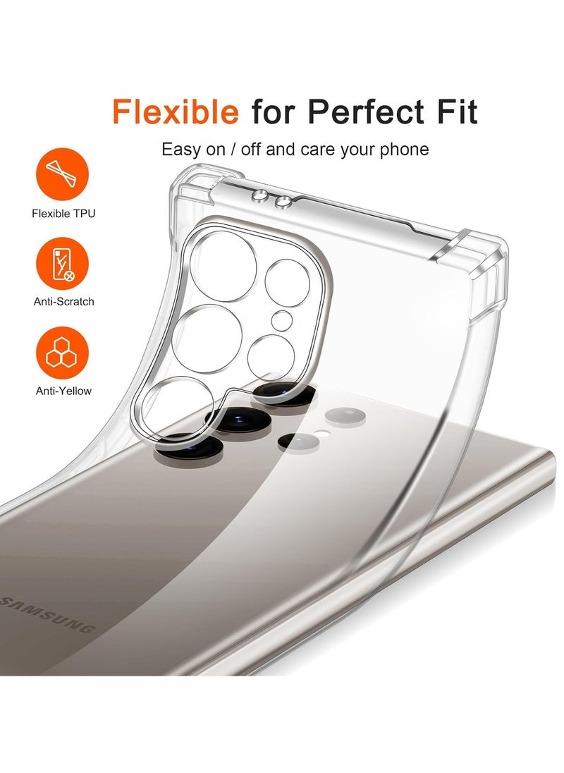 Denx - Clear Case Compatible with Samsung Galaxy S25 Ultra 5G 6.9inch, Clear TPU Case with 4 Corners Shockproof Protection & Camera Protection Anti-Slip (Clear) - Image 1