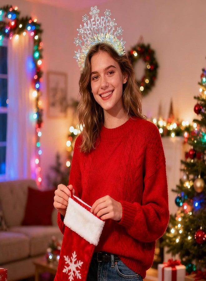 سيالكسهيني طوق رأس CEALXHENY لعيد الميلاد للنساء، أطواق رأس للعطلات باللون الأحمر والأخضر، أطواق رأس على شكل شجرة عيد الميلاد وندفة ثلج، إكسسوارات أزياء عيد الميلاد، زينة، هدايا حفلات (نمط A5) - Image 2