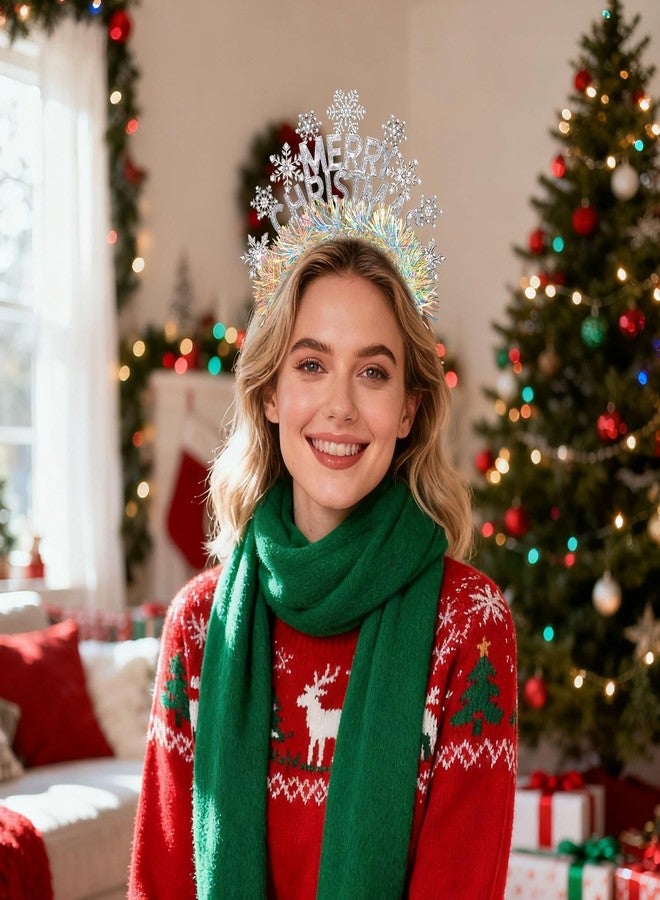 سيالكسهيني طوق رأس CEALXHENY لعيد الميلاد للنساء، أطواق رأس للعطلات باللون الأحمر والأخضر، أطواق رأس على شكل شجرة عيد الميلاد وندفة ثلج، إكسسوارات أزياء عيد الميلاد، زينة، هدايا حفلات (نمط A5) - Image 3