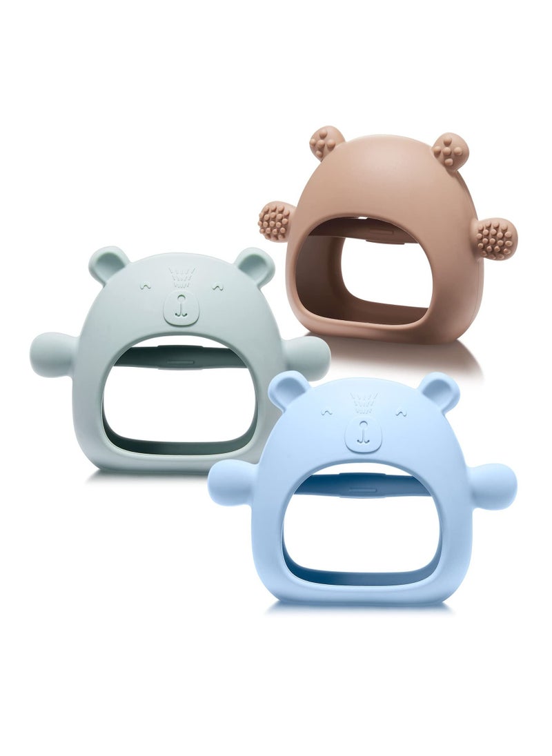 Generic - 3 Packs Bear Baby Teething Toy Silicone Teething Toys For Babies 0-6 Months 6-12 Months Anti Dropping Wrist Hand Teethers Baby Chew Toys For Sucking Needs - Image 1