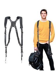 Adando Adando Camera Shoulder Strap Adjustable Leather Camera Strap Extra Long Leather Camera Strap Double Shoulder Camera Harness Anti-slip DSLR Camera Neck Straps Camera Strap Accessories  - Image 1