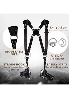 Adando Adando Camera Shoulder Strap Adjustable Leather Camera Strap Extra Long Leather Camera Strap Double Shoulder Camera Harness Anti-slip DSLR Camera Neck Straps Camera Strap Accessories  - Image 2