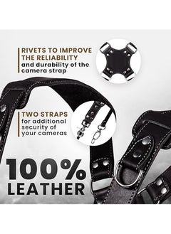 Adando Adando Camera Shoulder Strap Adjustable Leather Camera Strap Extra Long Leather Camera Strap Double Shoulder Camera Harness Anti-slip DSLR Camera Neck Straps Camera Strap Accessories  - Image 3