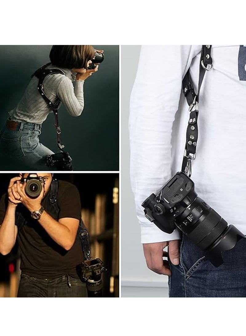 Adando Camera Shoulder Strap Adjustable Leather Camera Strap Extra Long Leather Camera Strap Double Shoulder Camera Harness Anti-slip DSLR Camera Neck Straps Camera Strap Accessories