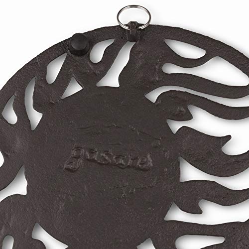 GASARÉ, Cast Iron Trivet for Hot Dishes, Pots, and Pans, Metal Trivet, Sun & Moon Design, Rubber Feet Caps, Ring Hanger, 8 Inches, Brown, 1 Unit - Image 3