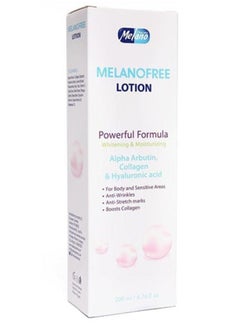 Melano Pharma Melanofree Lightening and Moisturizing Lotion, Enriched with Alpha Arbutin, Collagen, and Hyaluronic Acid, Anti-Wrinkle, Anti-Stretch Marks Formula that Boosts Collagen. 200ml.  - Image 1