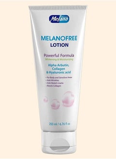 Melano Pharma Melanofree Lightening and Moisturizing Lotion, Enriched with Alpha Arbutin, Collagen, and Hyaluronic Acid, Anti-Wrinkle, Anti-Stretch Marks Formula that Boosts Collagen. 200ml.  - Image 2