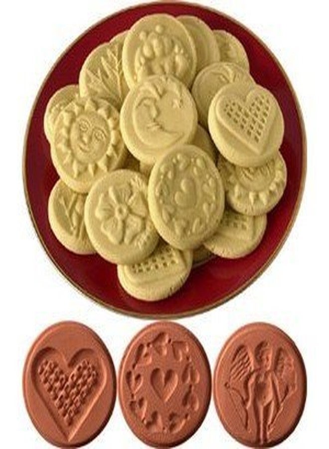 JBK Pottery Terra Cotta Cookie Stamps for Baking, Oven & Dishwasher Safe - Cookie Cutter, Molder, Stamper Press, Ideal for Cookies, Polvoron, Pastry, Shortbreads, Butter Maker - Love Set of 3 Designs - Image 1