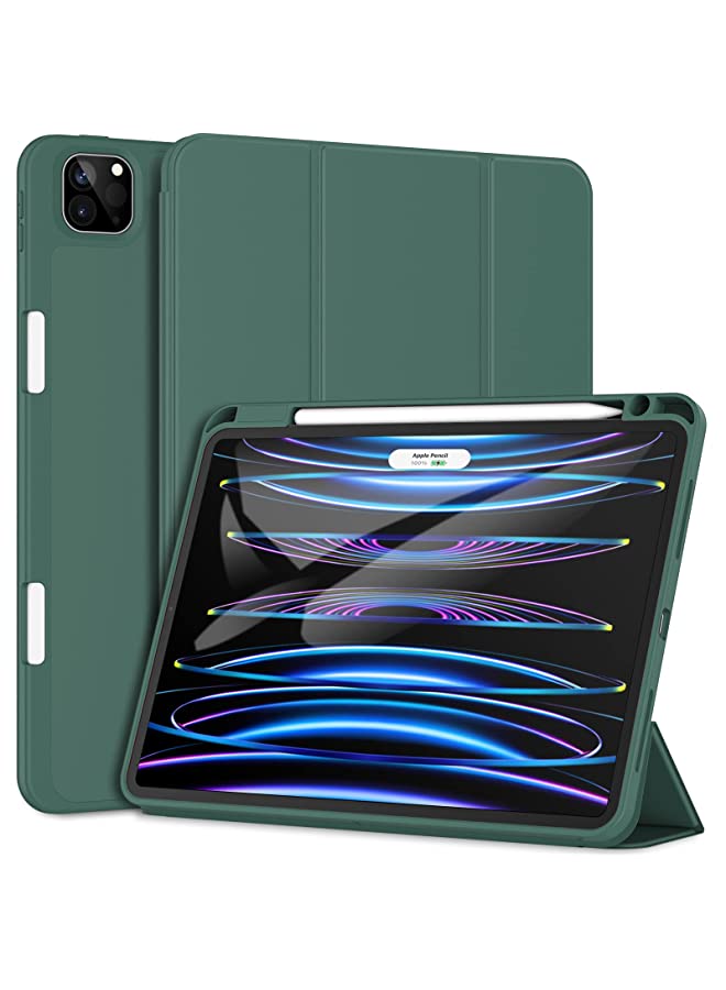 Jetech حافظة لجهاز iPad Pro مقاس 11 بوصة (موديل 2022/2021/2020) مع حامل قلم رصاص، تدعم شحن القلم الثاني، غطاء رفيع للكمبيوتر اللوحي مع ظهر ناعم من مادة TPU، خاصية الإيقاظ/النوم التلقائي (أزرق ضبابي) - Image 1