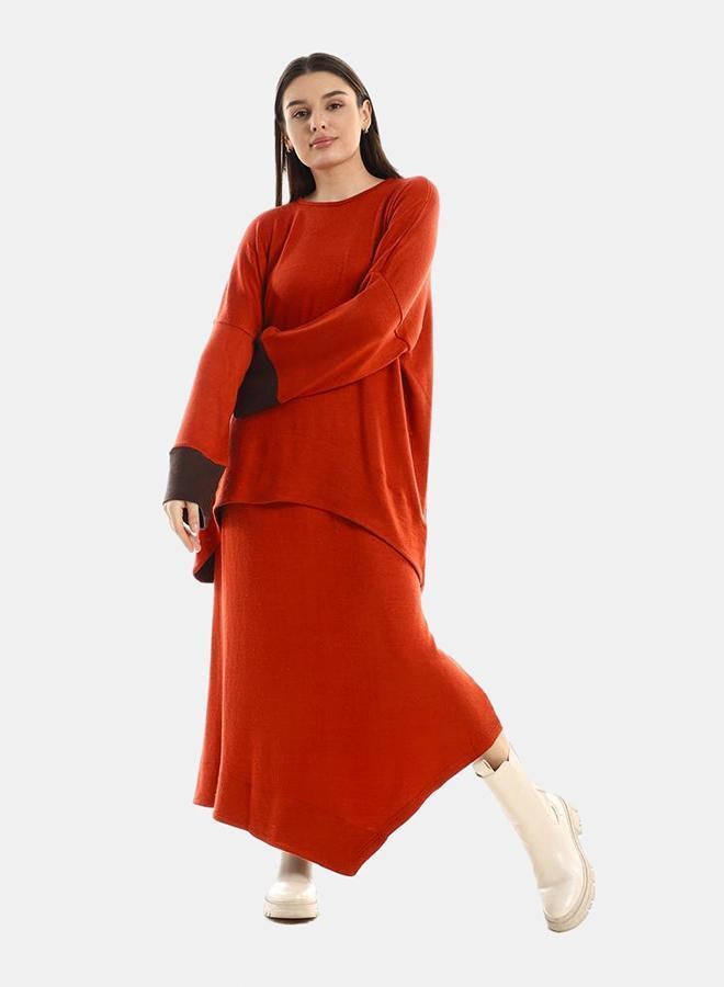 kady Jamila Women Set Of 2 Cotton Round Neck Top & Solid Skirt ,Havan-XXL - Image 1