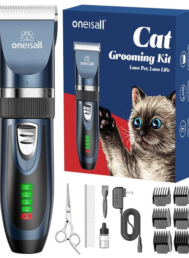 Oneisall Cat Clippers for Matted Hair, Quiet Cat Shaver for Long Hair, Cordless Cat Hair Trimmer for Grooming, 2 Speed Pet Shaver Cat Grooming Kit for Cats Small Dogs Animals (Blue) - Image 1