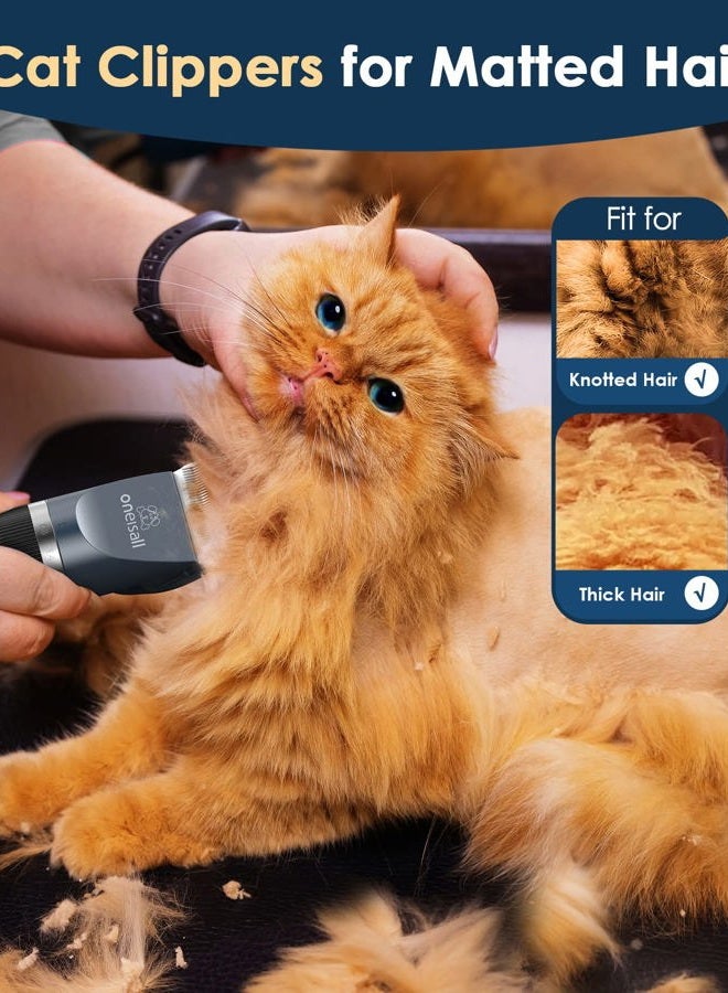 Oneisall Cat Clippers for Matted Hair, Quiet Cat Shaver for Long Hair, Cordless Cat Hair Trimmer for Grooming, 2 Speed Pet Shaver Cat Grooming Kit for Cats Small Dogs Animals (Blue) - Image 2