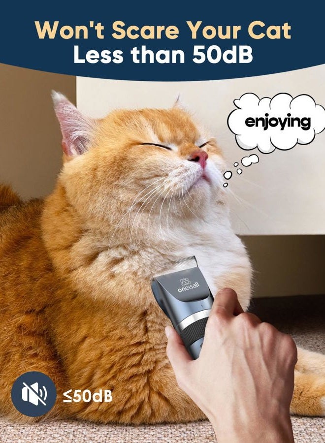 Oneisall Cat Clippers for Matted Hair, Quiet Cat Shaver for Long Hair, Cordless Cat Hair Trimmer for Grooming, 2 Speed Pet Shaver Cat Grooming Kit for Cats Small Dogs Animals (Blue) - Image 3