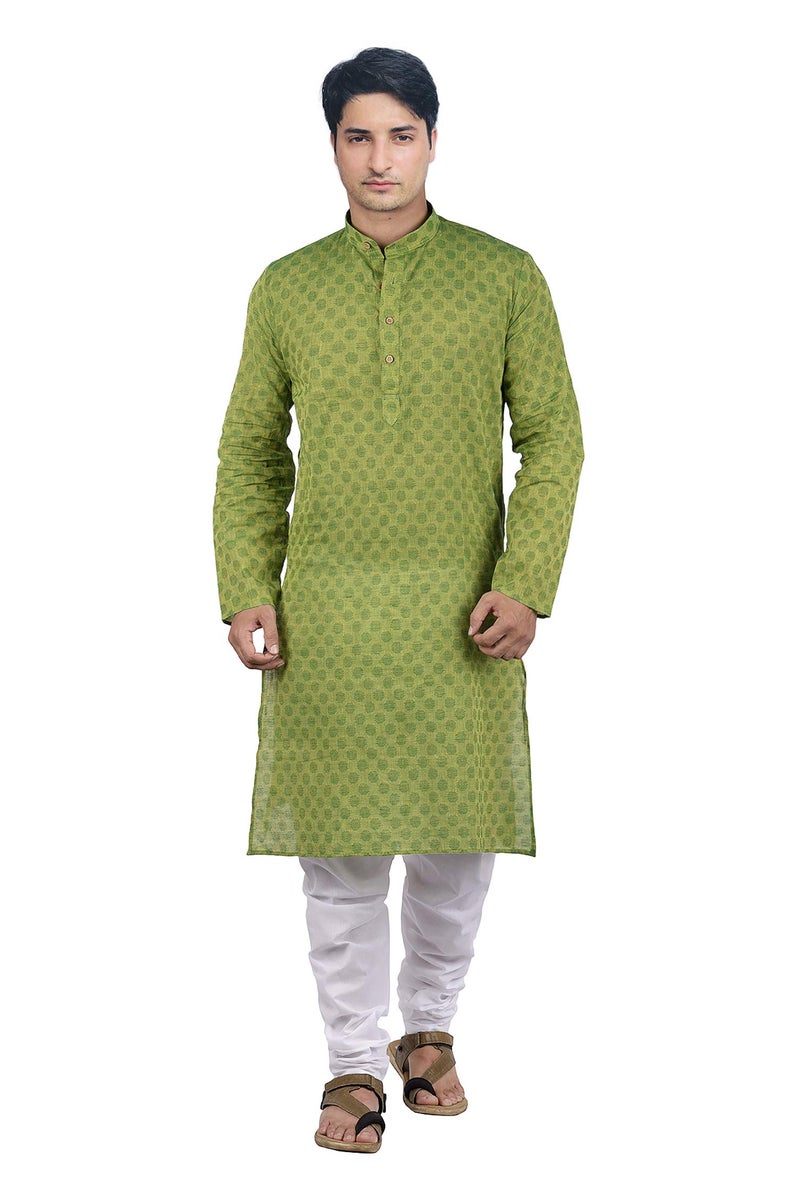 Maharaja Shirt Men's Cotton Kurta Pyjama (MSKP002-38, Green, 38) - Image 5