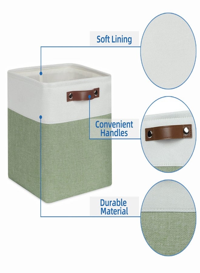 Temary Fabric Storage Bins for Organizing Clothes, Closet Baskets with Handles - Decorative Storage Boxes for Home (White & Green, 12 Inch, 4 Pack) - Image 3