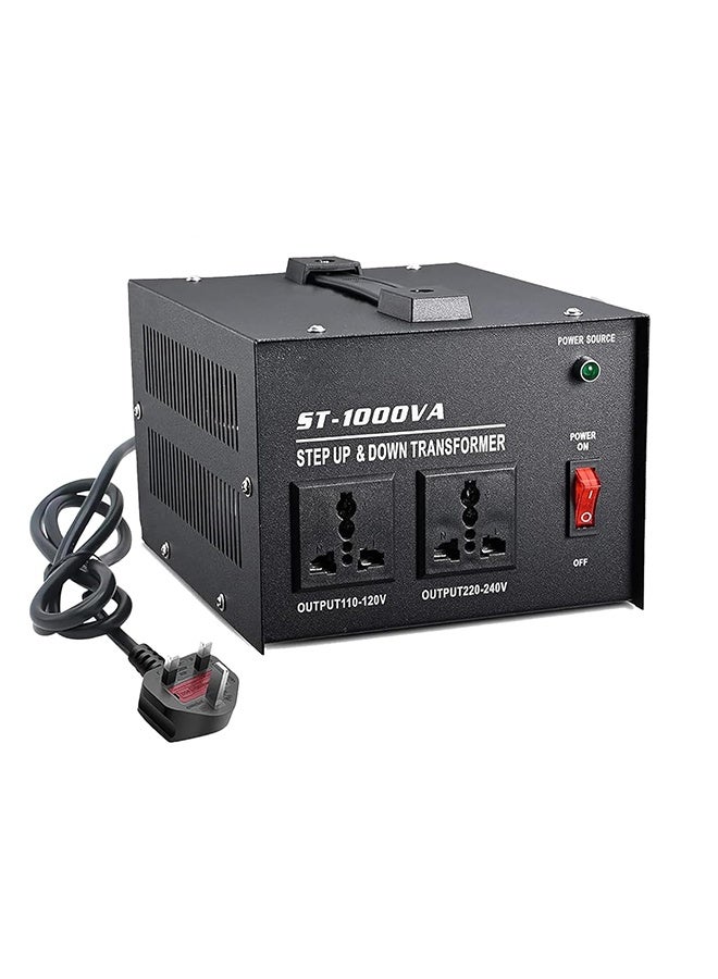 رات سو محول جهد بقدرة 1000 واط، لتحويل بين 110V/120V/220V/240V تصاعديًا وتنازليًا، مزود بمقبس عالمي للاستخدام المنزلي  - Image 1