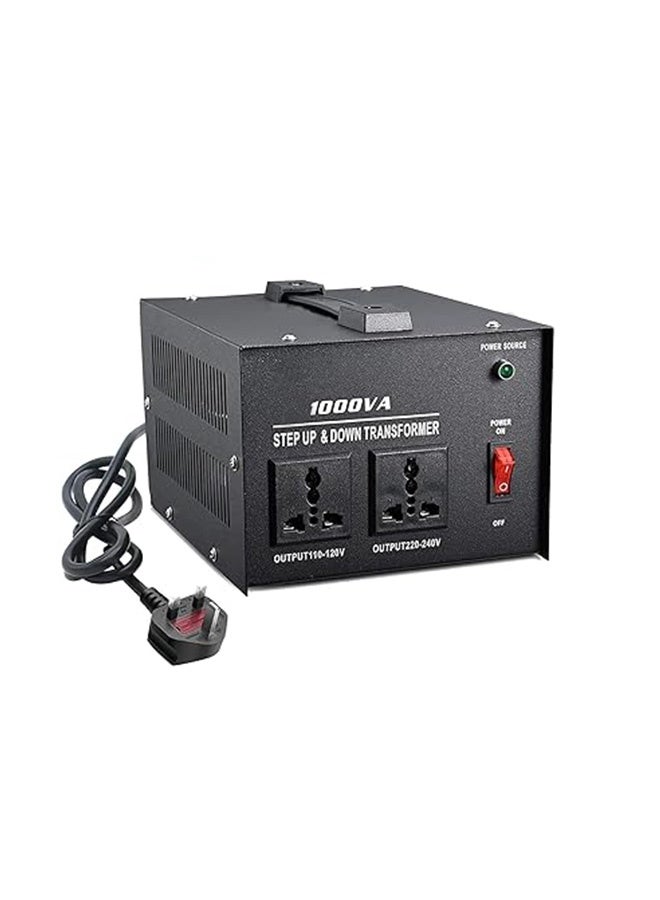محول جهد بقدرة 1000 واط، لتحويل بين 110V/120V/220V/240V تصاعديًا وتنازليًا، مزود بمقبس عالمي للاستخدام المنزلي - Image 1