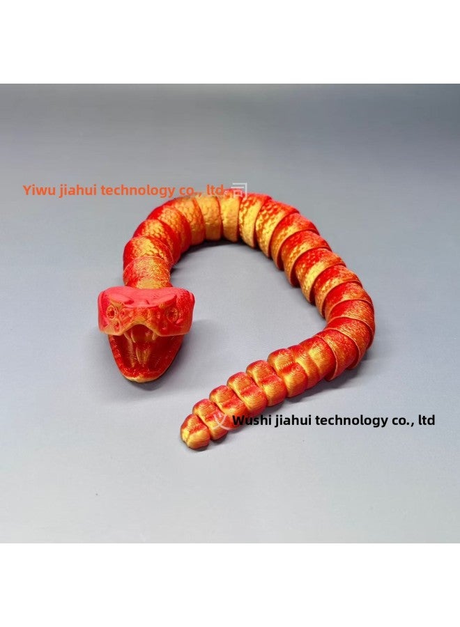 3D Printing Rattlesnake Toys Viper Children's Gift Creative Full Body Active Explosions Printing Rattlesnake-Color:Gold Red-Specifications:14cm Long  - Image 1