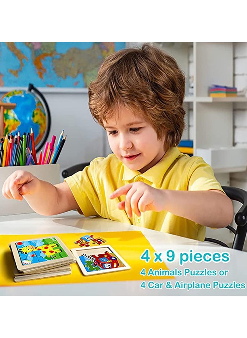 general Wooden Toddle Puzzle Kids Toys Gifts Wooden Puzzles for 1-5 year olds kids 4 pieces animal puzzle set preschool learning toys boys and girls gifts - Image 3