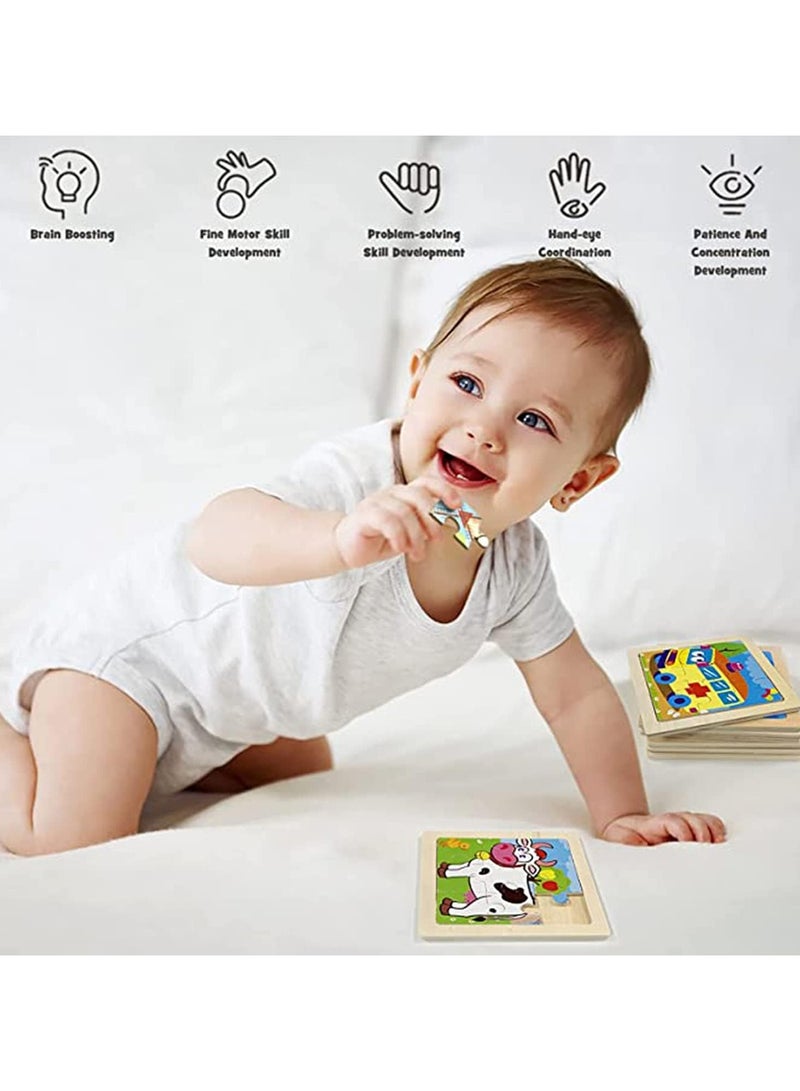 general Wooden Toddle Puzzle Kids Toys Gifts Wooden Puzzles for 1-5 year olds kids 4 pieces animal puzzle set preschool learning toys boys and girls gifts - Image 5