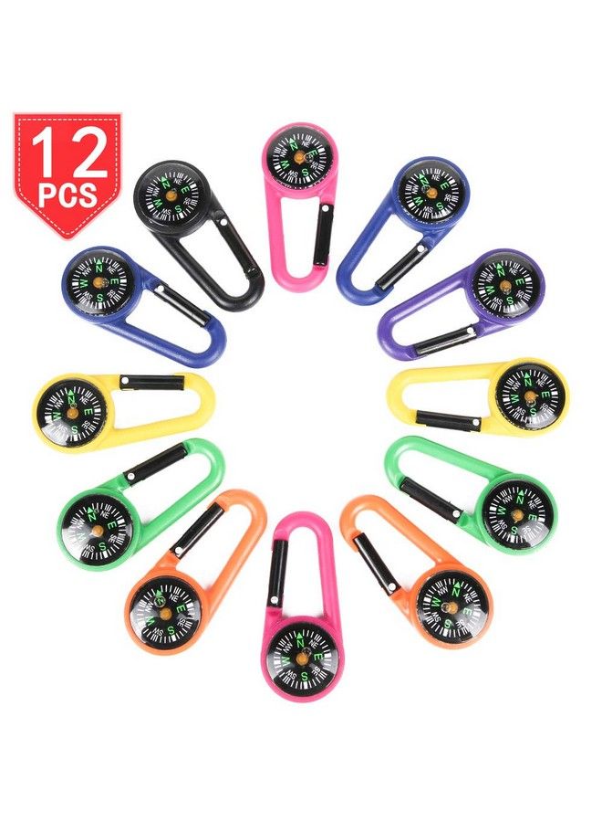 PROLOSO 12 Pack Carabiner Compasses For Kids Assorted Colors Belt Clips School Prizes Party Favors - Image 3