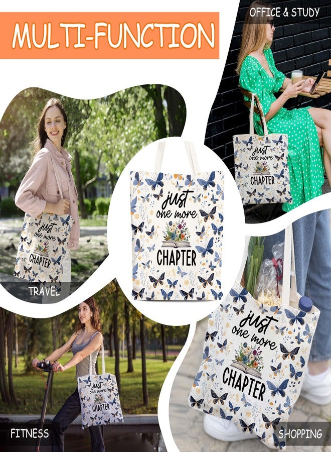 Levitatinyear Floral Book Tote for Women - Just One More Chapter, Canvas Butterfly Library Bag, Reading Shoulder Tote, Gift for Book Lovers, Librarians, Bookworms - Image 5
