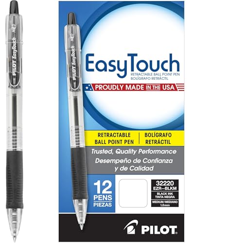 PILOT EasyTouch Refillable & Retractable Ballpoint Pens, Medium Point, Black Ink, 12-Pack (32220) - Image 1