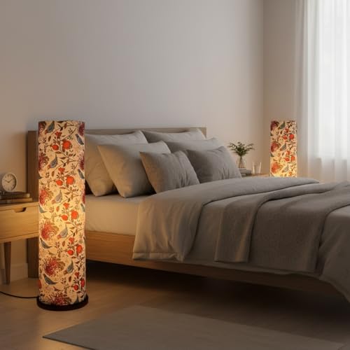 BTR CRAFTS® Wooden Cylinder Floor Lamp with Bird Shade - Decorative Standing Light for Living Room Corner (Bulb Not Included, Natural Wood) - Image 5