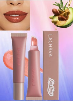 LACHAVA Lip Gloss Lip Oil Hydrating Smooth Gloss Tinted Lip Balm Transparent Lip Care Reduce Drying Moisturize Long Lasting Nourishing Non Sticky Fresh Texture & Dry Lips Care Plumper 08  - Image 1