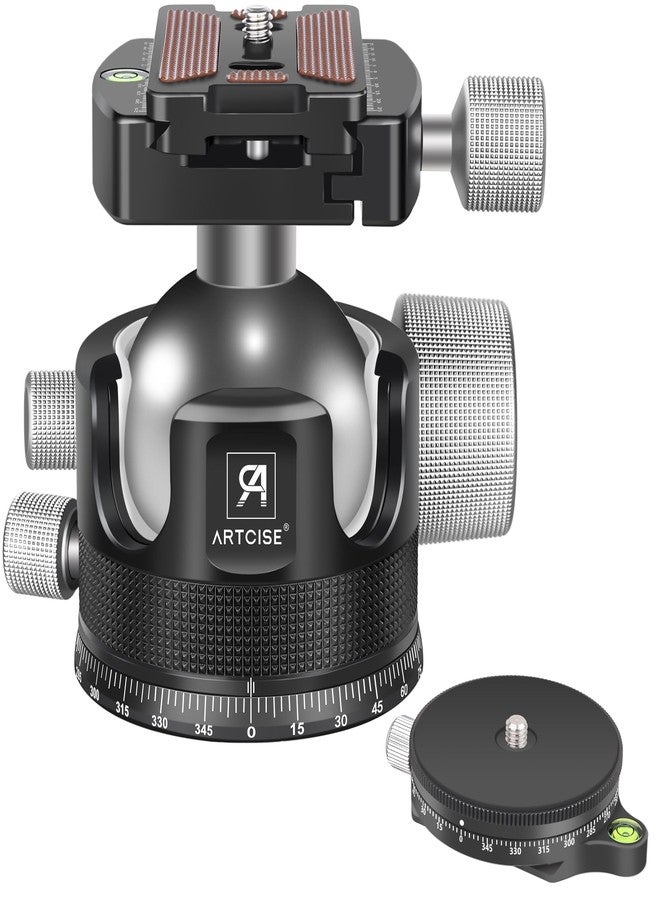 ARTCISE Low Profile Ball Head 55mm Tripod Ball Head KB55 Heavy Duty Tripod Head All Metal CNC Machining with 360° Panoramic Arca Type QR Plate for Tripod, Max Load 88lbs /40kg - Image 1