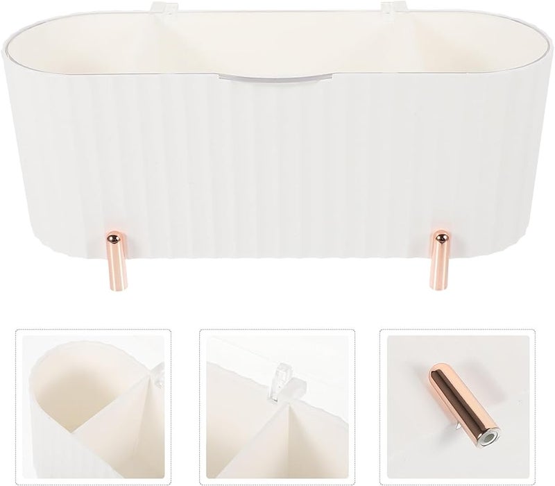 صندوق منظف لبادات القطن البيضاء مع غطاء شفاف مقاوم للغبار لحفظ مستحضرات التجميل - Image 5