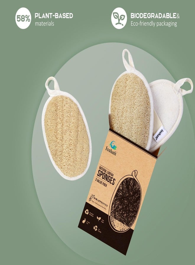 Isshah Natural Loofah Sponges, FSC Certified and PETA Approved Shower Loofah Sponge, 3 Pack - Image 4