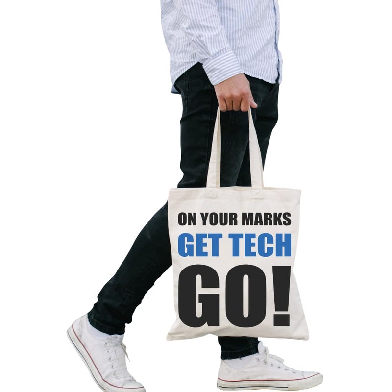 STRUTT Canvas Reusable Bags|100% Organic Cotton Shopping/Grocery Bag| Multi-Purpose Eco Friendly Bag|Sturdy Canvas Bag with 15kgs Capacity | College bag I Daily UseI Single Pack (Get Tech Go) - Image 5