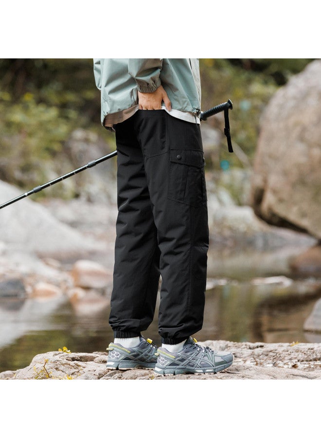 YaYa Workwear Casual] Pants Men's Winter Thickened Warm Outdoor Elastic Waist Cuffed Down Pants Trousers - Image 3