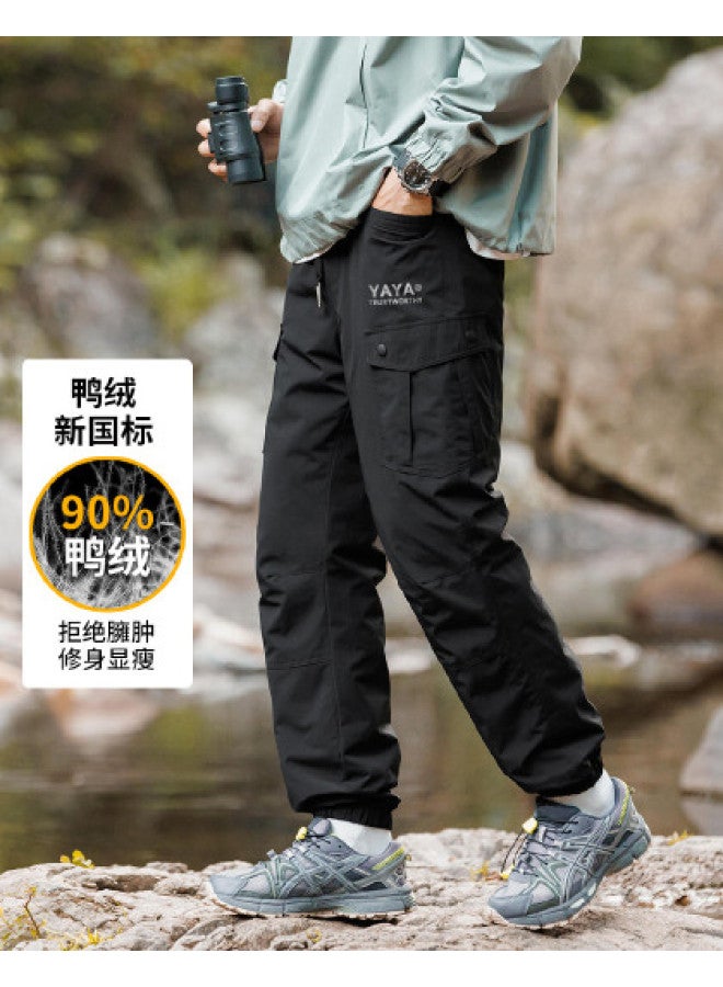 YaYa Workwear Casual] Pants Men's Winter Thickened Warm Outdoor Elastic Waist Cuffed Down Pants Trousers - Image 1