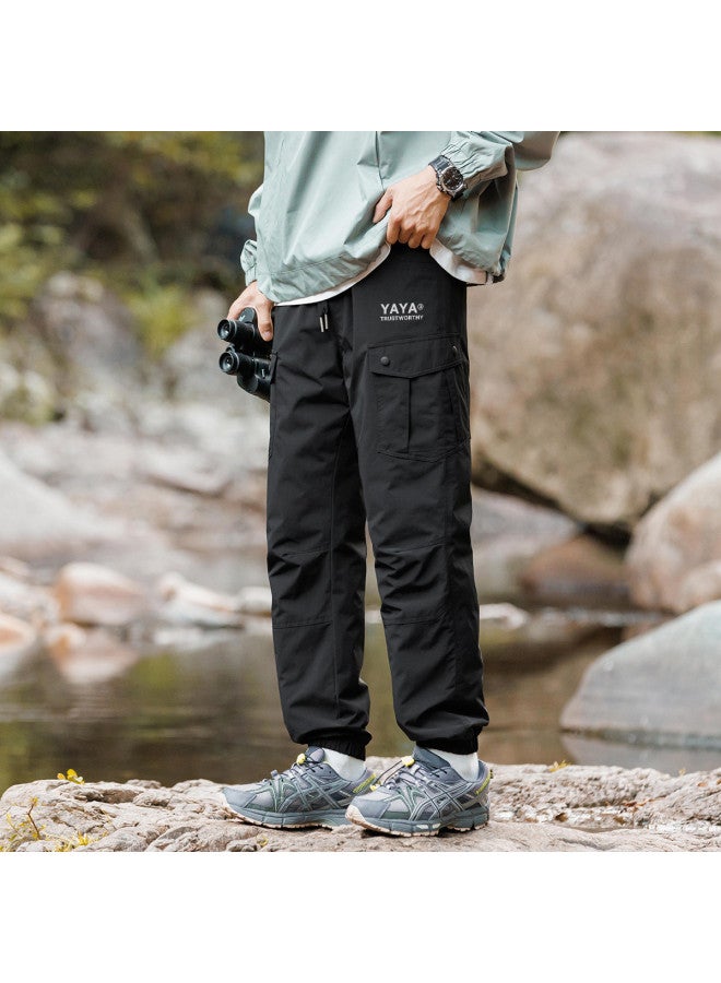 YaYa Workwear Casual] Pants Men's Winter Thickened Warm Outdoor Elastic Waist Cuffed Down Pants Trousers - Image 4