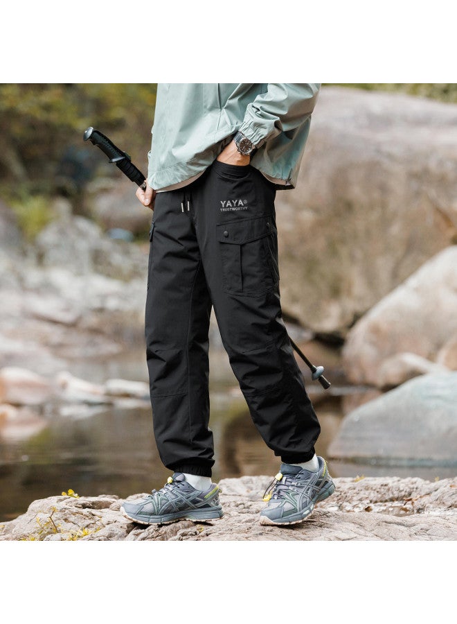 YaYa Workwear Casual] Pants Men's Winter Thickened Warm Outdoor Elastic Waist Cuffed Down Pants Trousers - Image 5