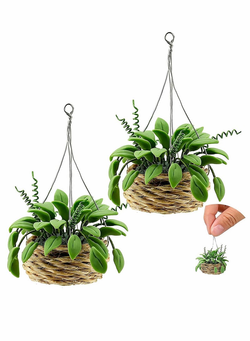 Dollhouse Hanging Plants 2 Pcs 1:12 Miniature Dollhouse Plants Miniature Bonsai Plant Dollhouse Christmas Tree Mini Potted Plant Dollhouse Hanging Plant Pot Model for Toddlers Girls and Boys Toys DIY - Image 1