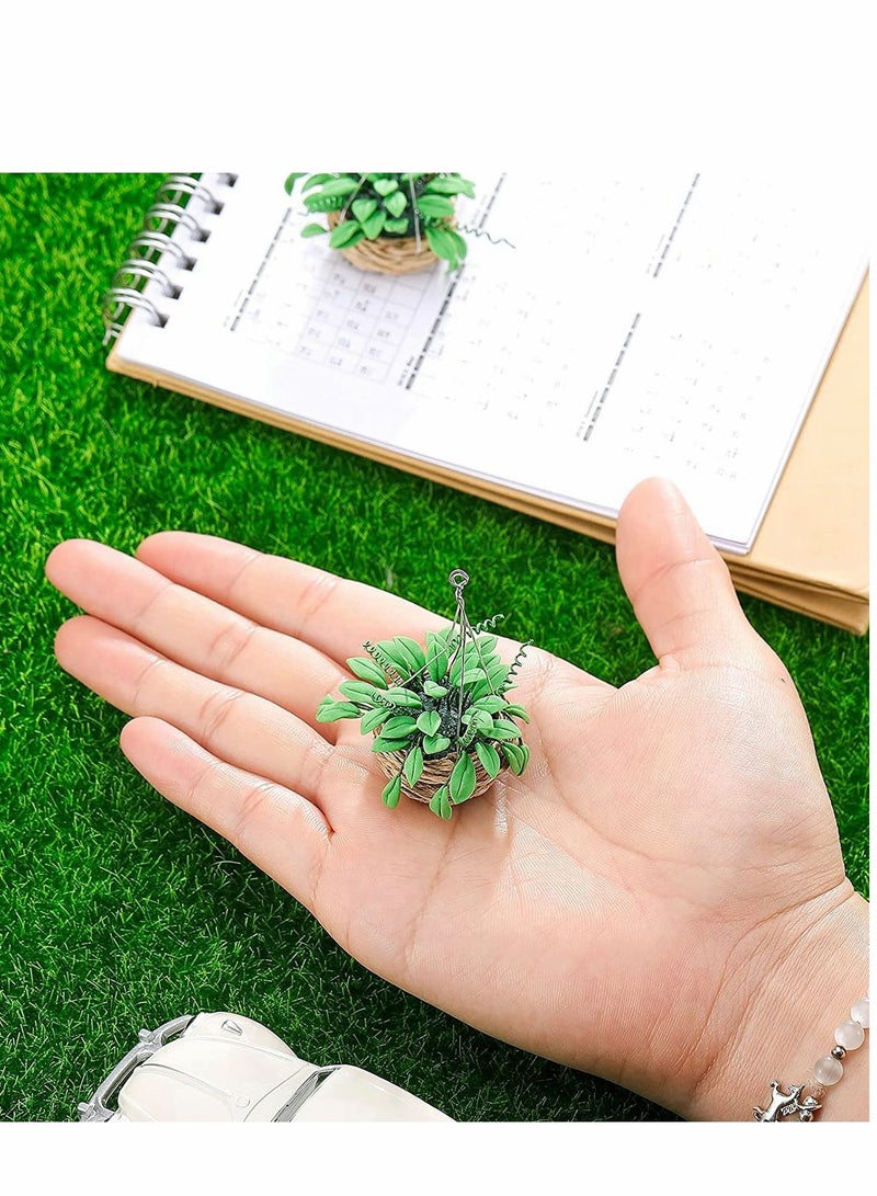 Dollhouse Hanging Plants 2 Pcs 1:12 Miniature Dollhouse Plants Miniature Bonsai Plant Dollhouse Christmas Tree Mini Potted Plant Dollhouse Hanging Plant Pot Model for Toddlers Girls and Boys Toys DIY - Image 3