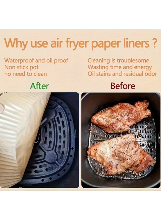 100pcs Thickened Air Fryer Pads Uncoated Non Stick Baking Paper For Oven Microwave - Image 5